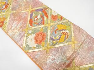 格天井に鳳凰・蝶模様織り出し袋帯